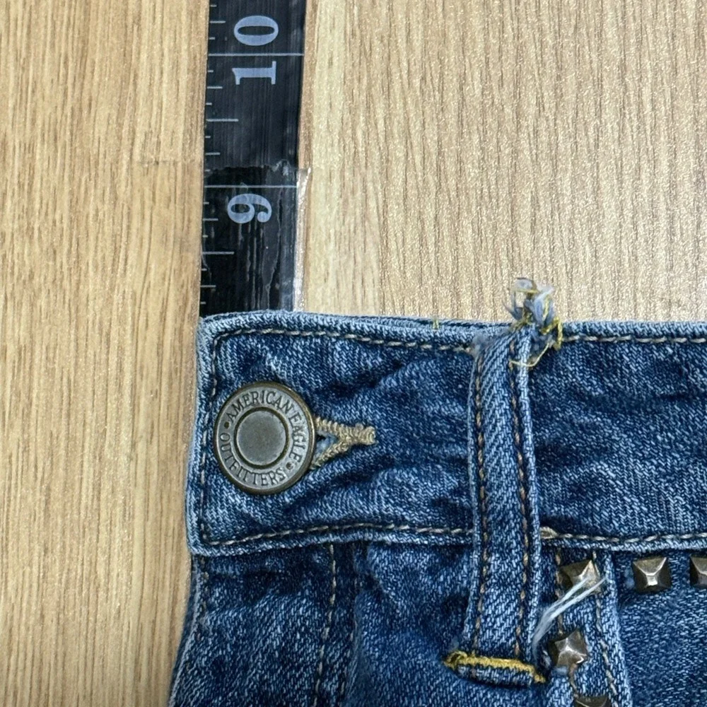VTG Y2k American Eagle Studded Denim‎ mini micro Shorts Womens Size 4 festival